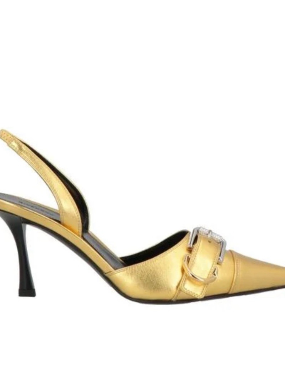 💛 Givenchy Gold Slingback Pointed-Toe metallic Pumps  with Decorative Buckle